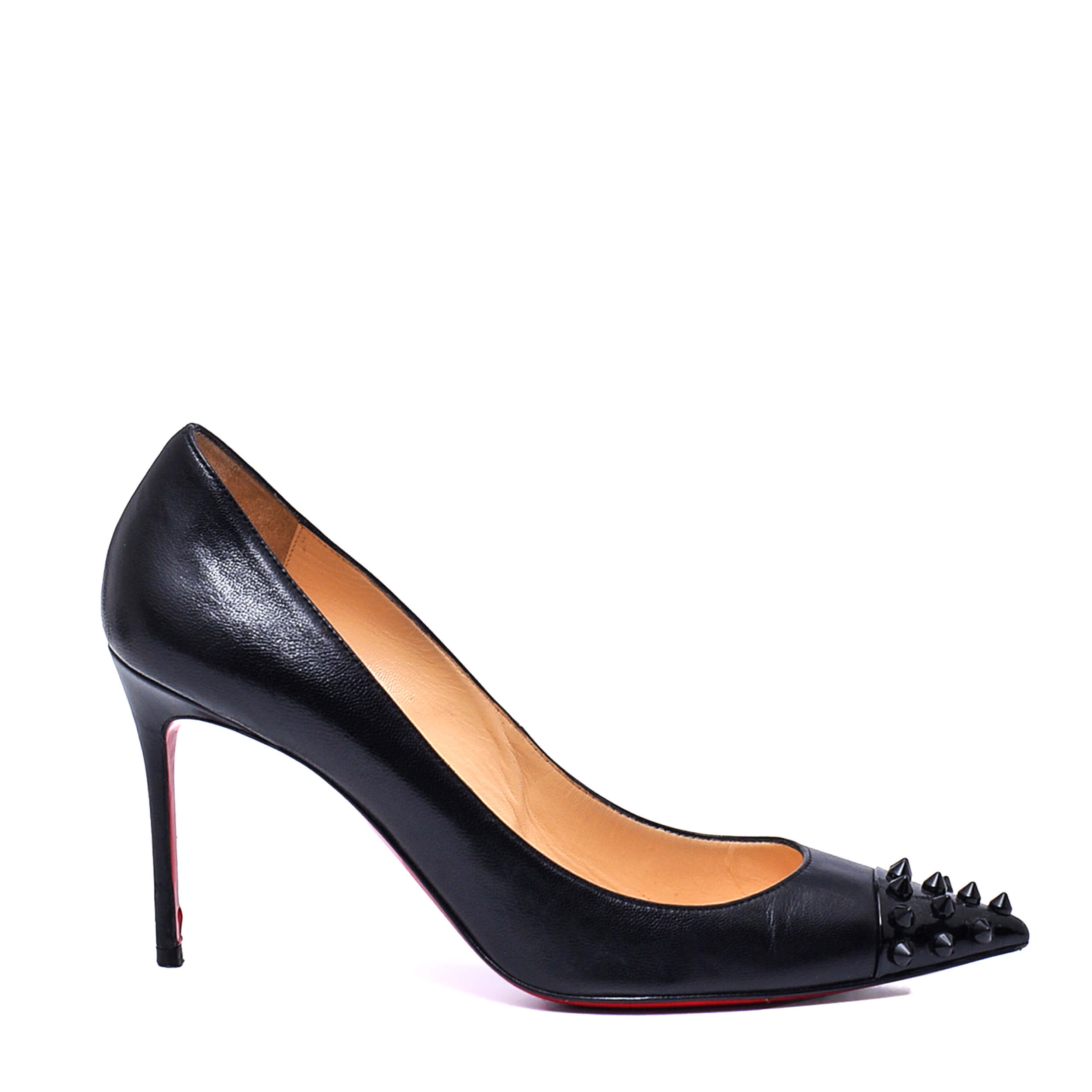 Christian Louboutin - Black Leather Spike Pumps